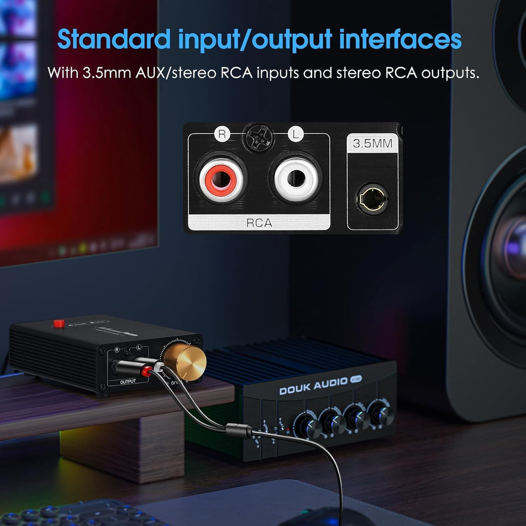 Nobsound Mini Stereo Line Level Booster Verstärker Audio Vorverstärker 20dB Verstärkung + Lautstärke