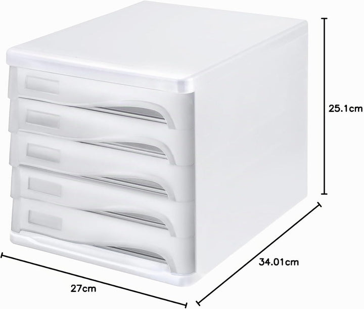 Helit H6129482 - Schubladenbox Economy, 5 Fächer, beschriftbar, lichtgrau, Lichtgrau