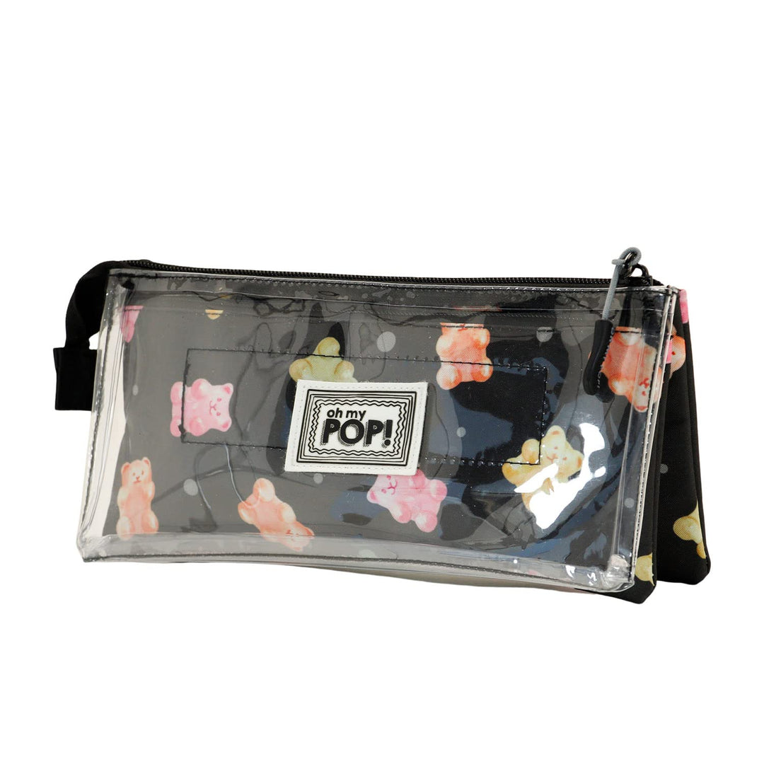 Oh My Pop! Transparentes Federmäppchen mit DREI Fächern Gummy, Gummy