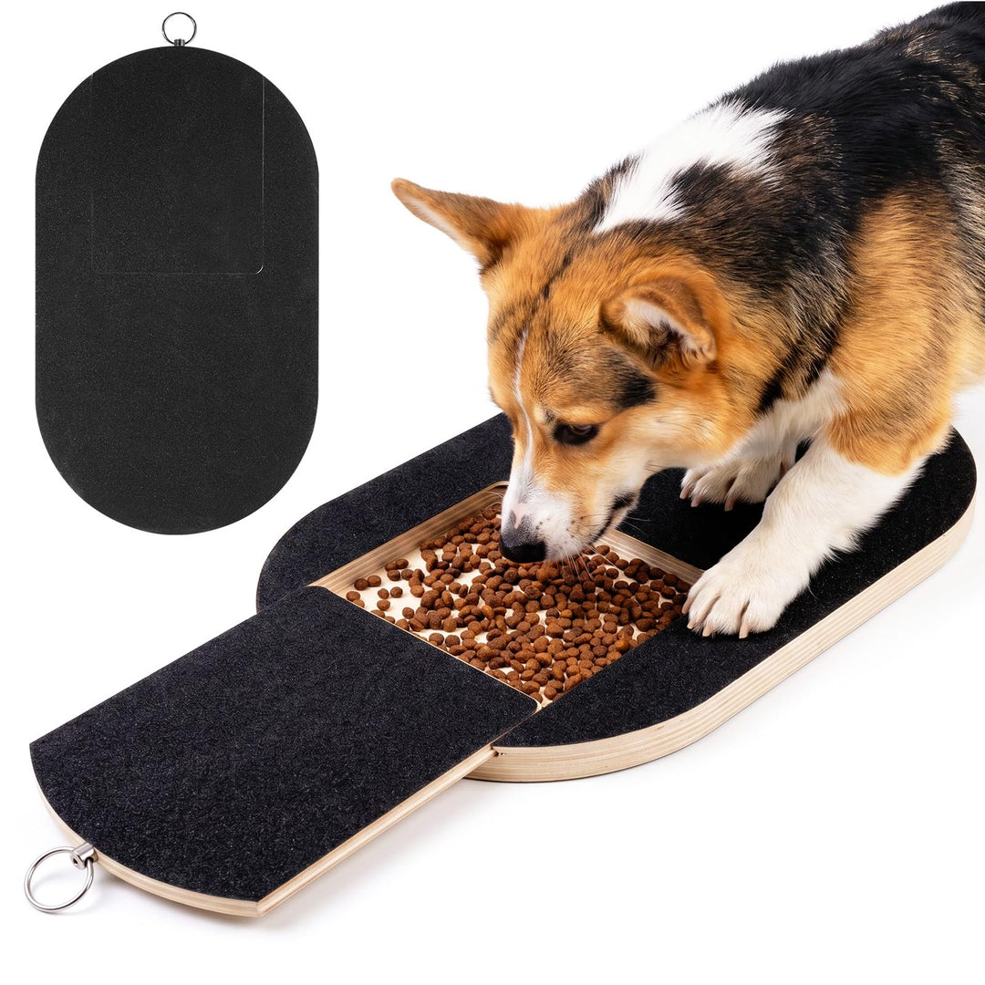Starvortex Kratzbrett Hund, Dog Nail Scratch Board mit Snack-Box, Holz Krallenschleifer für Hunde Bo