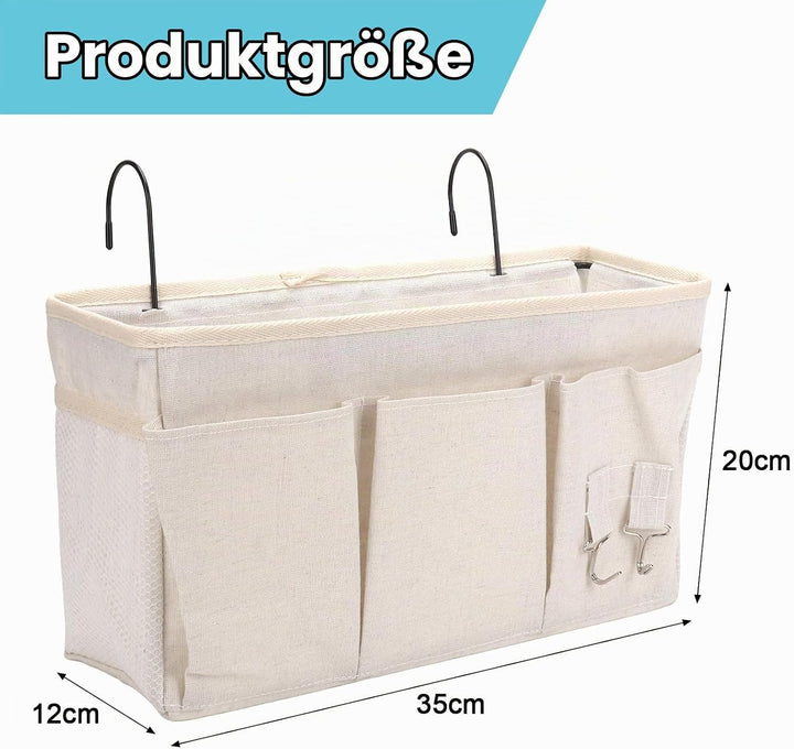 2 Pack Nachttisch-Hängeaufbewahrung Hängeorganizer mit 3 Fächern, Bett Organizer zum Einhängen, Häng