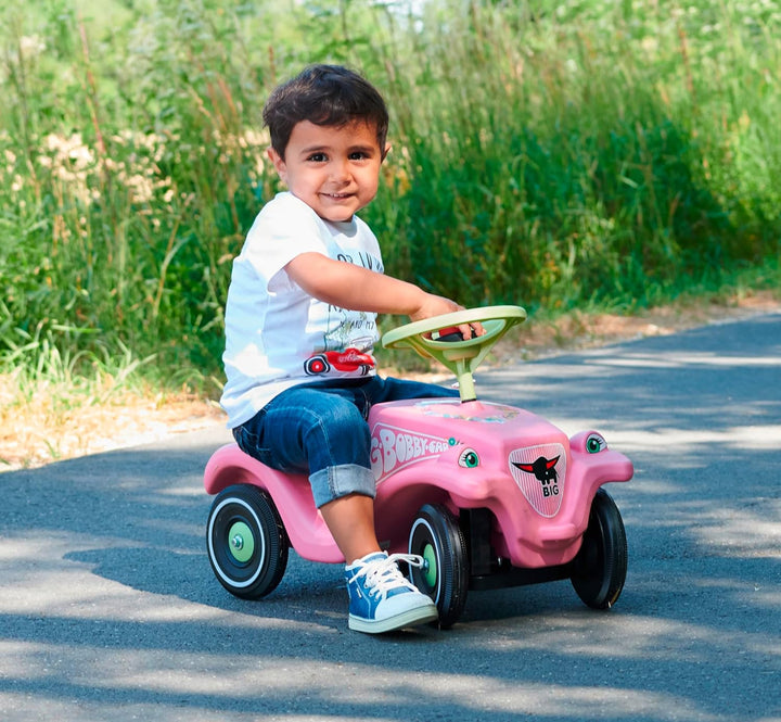 BIG-Bobby-Car Classic Flower - Kinderfahrzeug mit Blumenaufklebern für Jungen und Mädchen, belastbar