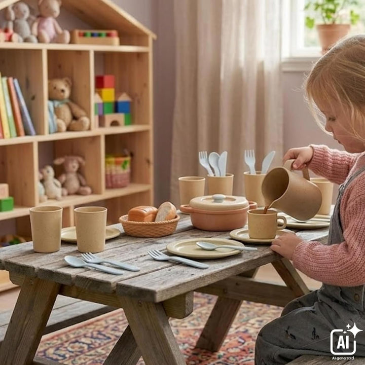 Dantoy - Bio Speiseset – Ab 2 Jahre - Spielzeug 22 stück - Zum Spielen und Lernen - Drinnen und drau