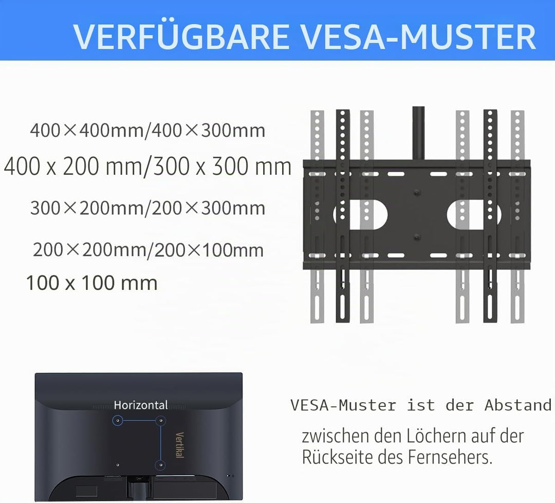 Suptek TV Deckenhalterung Für 26-65 Zoll LCD LED Plasma Flachbildschirme höhenverstellbar mit Neigun