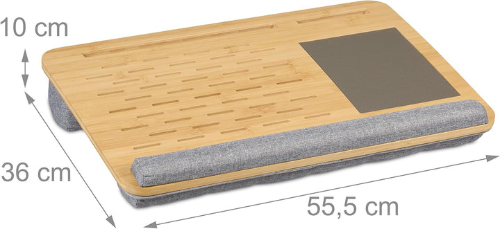 Relaxdays Laptopkissen, Bambus, Handgelenkauflage, Mauspad, HBT 10x55,5x36 cm, Laptopablage, Laptopu