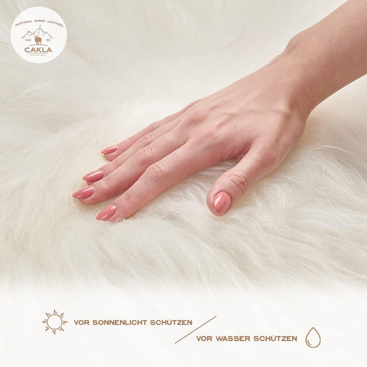 Cakla Lammfell Echt 100-110 cm - Schaffell Echt Gross - Fellteppich Weiss - Weich und Flauschig - Fe