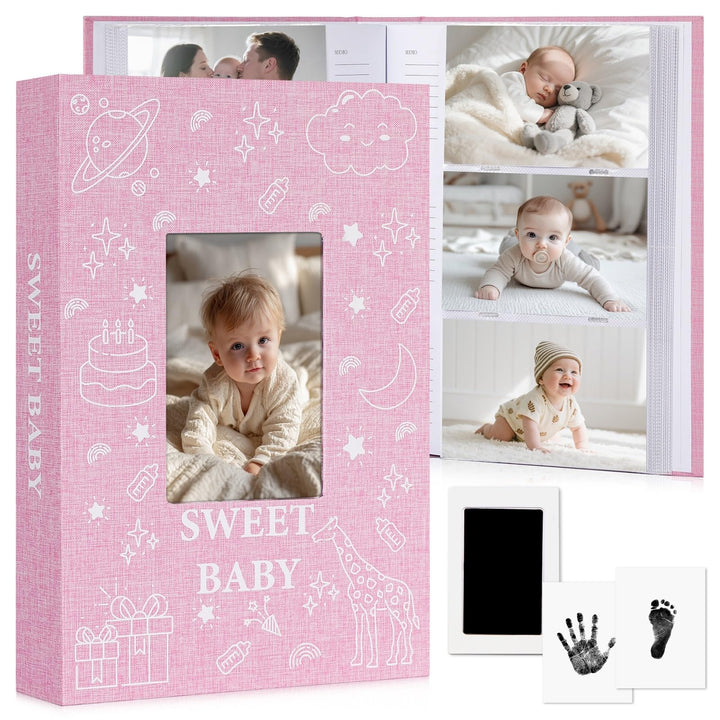 Baby-Fotoalbum 10x15 300 Taschen, Leinen-Hardcover Einsteckalbum mit Frontfenster, Memo-Bereich, Han