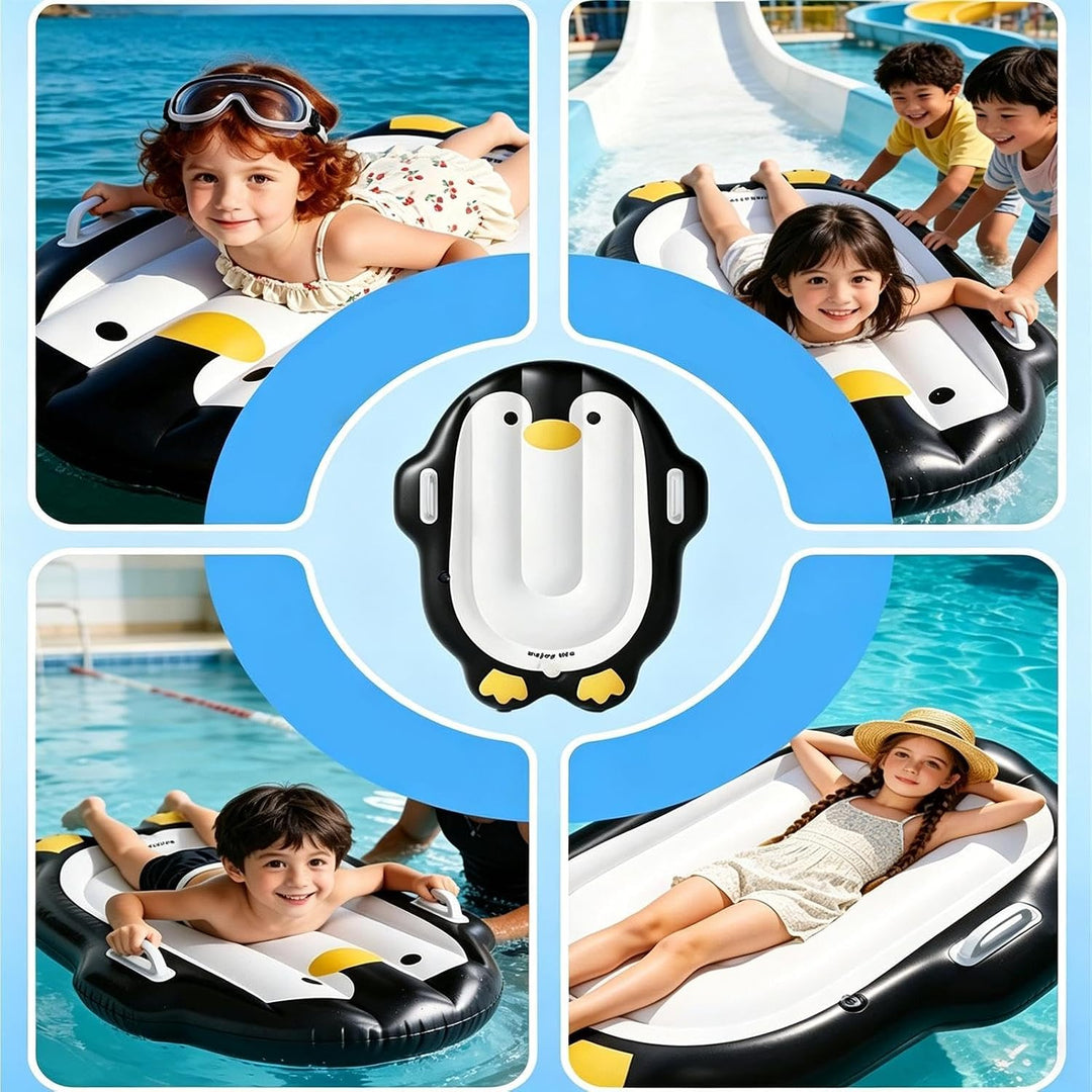 Surfbrett für Kinder, mit Griff und Cartoon-Pinguin, tragbar, aufblasbar, für und Mädchen, , Schwimm