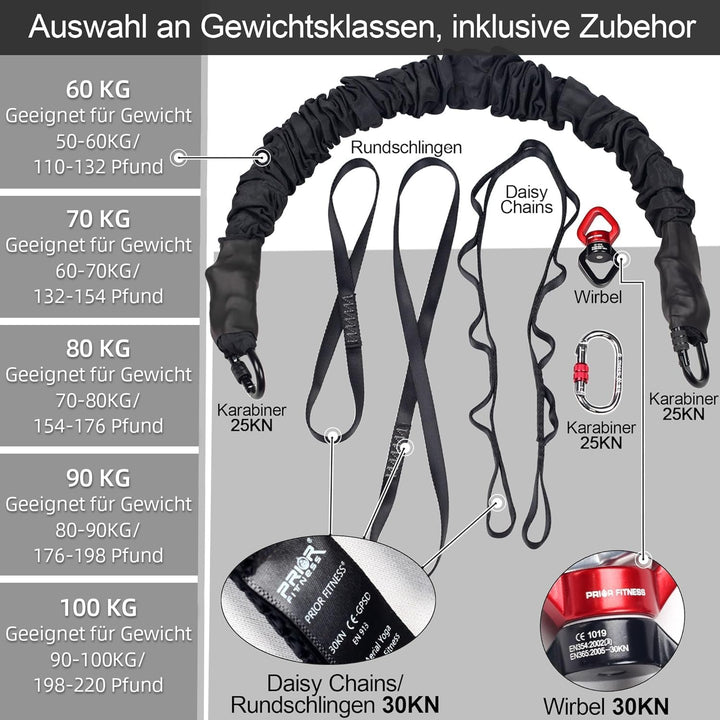 PRIOR FITNESS Bungee-Fitnessgeräte-Set, schweres Bungee-Widerstandsband, elastisches Tanz-Bungee-Sei