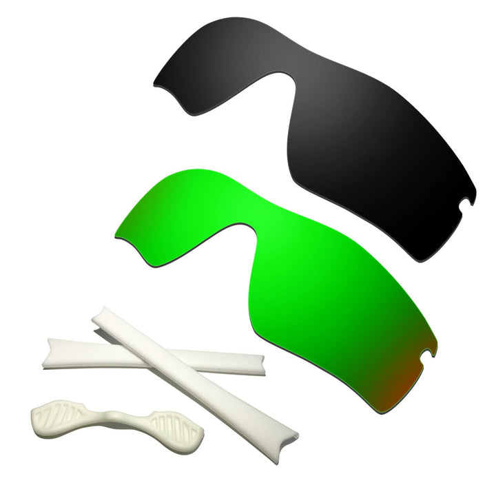 HKUCO Black/Green Polarized Replacement Lenses plus Black Earsocks Rubber Kit For Oakley Radar Path