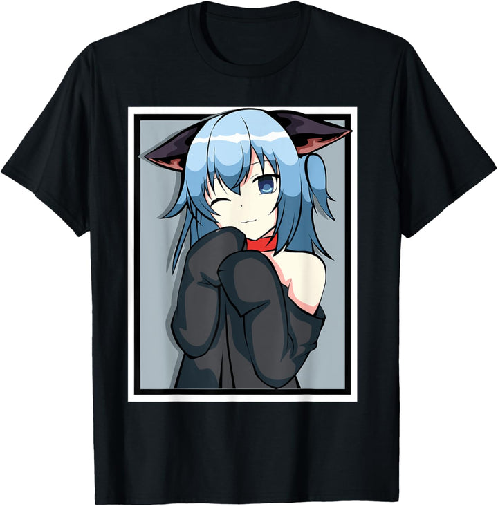 Niedliches Anime-Mädchen – Katzen-Design – Weebs T-Shirt