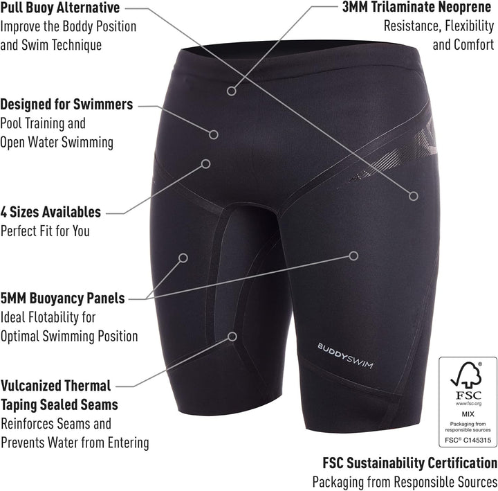 Buddyswim Neoprenbadehose für Freiwasserschwimmen, Kurze Neoprenshorts 5/3 mm. Kälteisolierende Hose