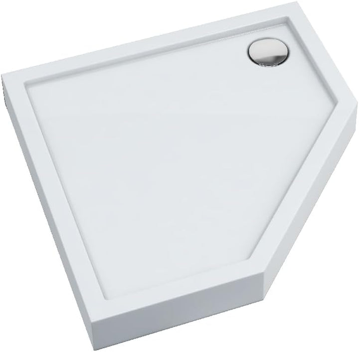 AQUABAD Duschwanne/Duschtasse | Ultima mit LeakProtect Technologie Smooth White 90x90cm Fünfeck 90 x