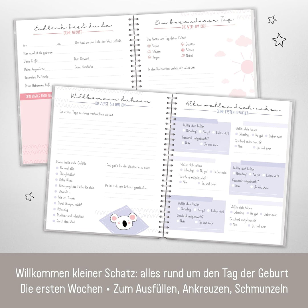 Babyalbum [Dotty Tiger] Baby-Tagebuch für Schwangerschaft und das erste Jahr | Erinnerungsalbum zur