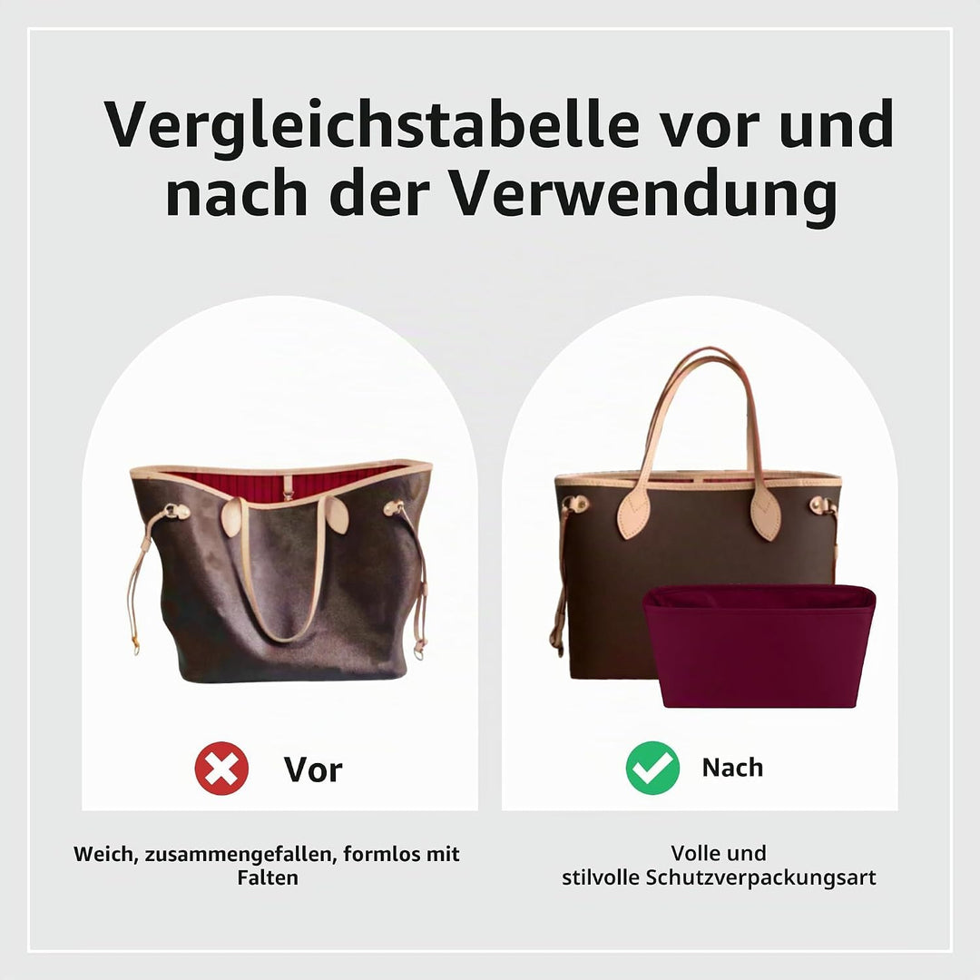 DGAZ Handtaschen Organizer Einsatz für LV Neverfull PM/MM/GM Taschen, Seide Tasche in Tasche Organiz