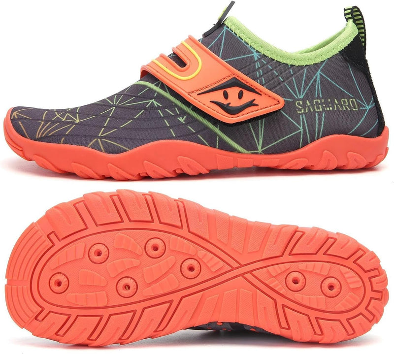 SAGUARO Kinder Badeschuhe rutschfeste Schnell Trocknend Aquaschuhe Gr.24-36 25 EU St 2 Orange, 25 EU