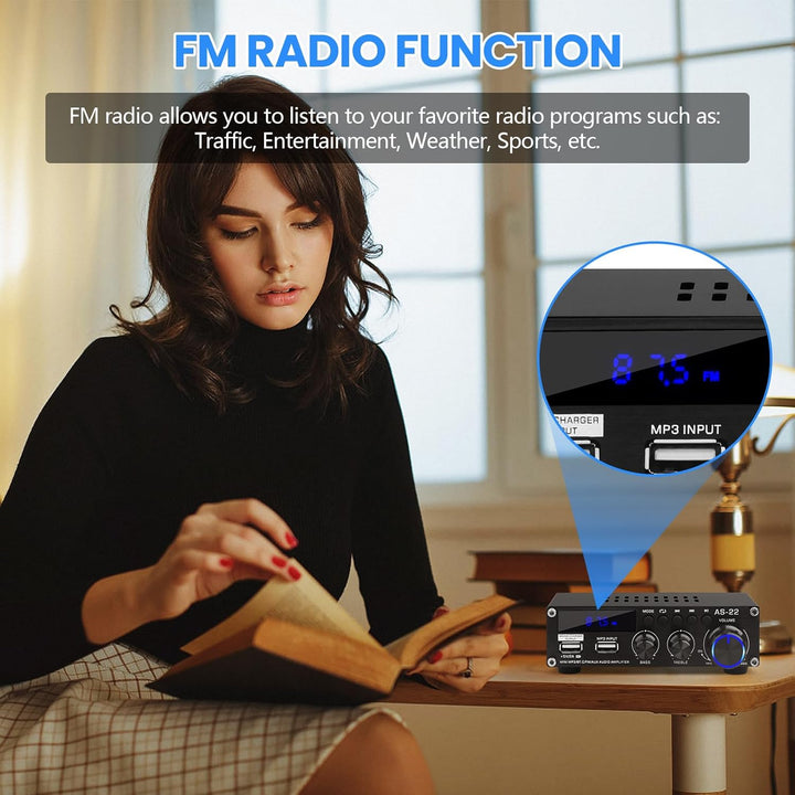 Bluetooth HiFi-Verstärker-AS-22 2.0 Kanäle Mini Stereo-Audioverstärker 40W x 2 Class D Digitale Powe