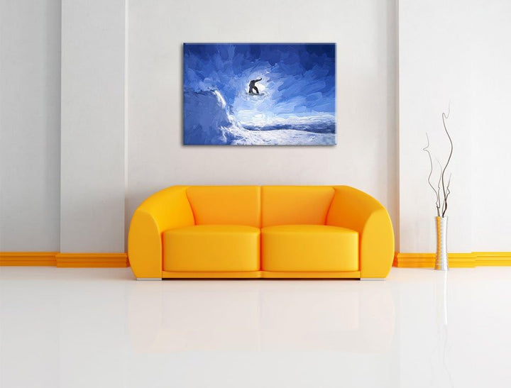 Pixxprint Snowboard Sprung Extremsport als Leinwandbild/Grösse: 100x70 cm/Wandbild/Kunstdruck/fertig