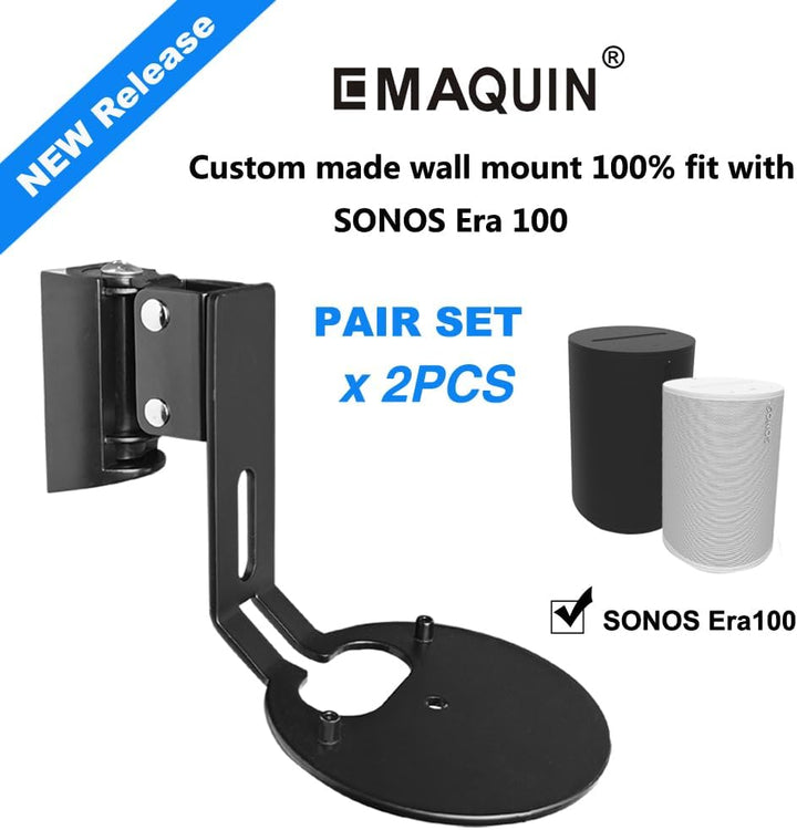 EMAQUIN Wandhalterung Paar(2 Stück) für Sonos Era 100 Lautsprecher(Schwenkbar und neigbar,kompatibel
