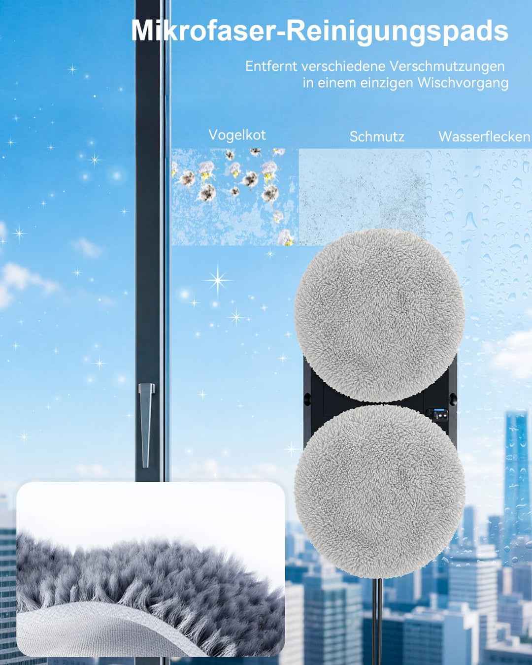 Keero Fensterputzroboter, 6000Pa, Doppeldüsen-Sprühfunktion,