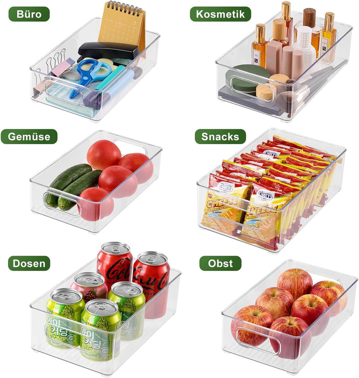 6er Pack Kühlschrank Organizer Aufbewahrung Boxen Set, Fridge Organizer Schublade Ordnungssystem Sta