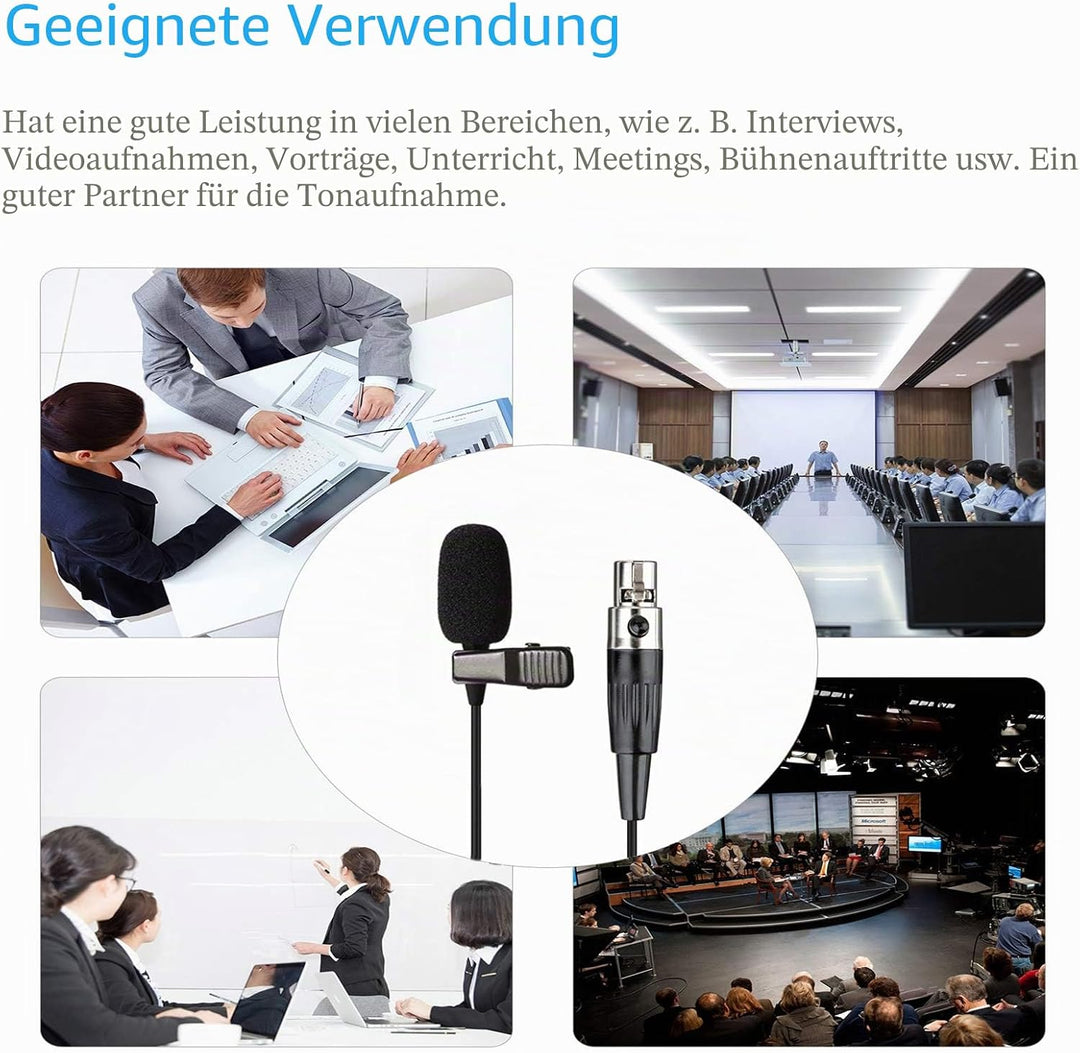 Sujeetec Lavalier Mikrofon Revers Mikrofon für AKG Samson kabellos Bodypack Transmitter Taschensende