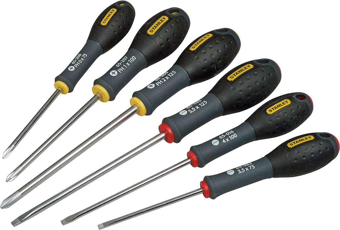 Stanley FatMax Elektrikerschraubendreher-Set, Schlitz/Phillips (SL3.5/4/5.5;PH0/1/2/3, 6-teilig) FMH