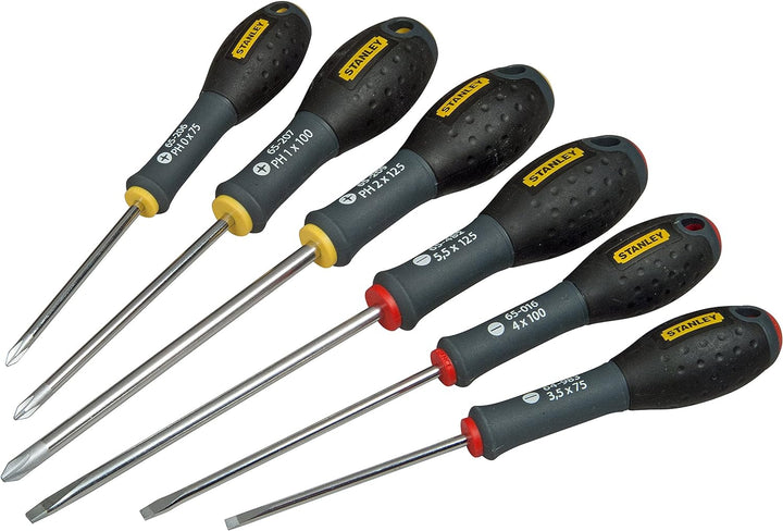 Stanley FatMax Elektrikerschraubendreher-Set, Schlitz/Phillips (SL3.5/4/5.5;PH0/1/2/3, 6-teilig) FMH
