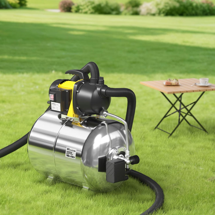 Wiltec Edelstahl Ausdehnungsgefäss 50 Liter, horizontaler Membrankessel für Hauswasserwerke und Druc