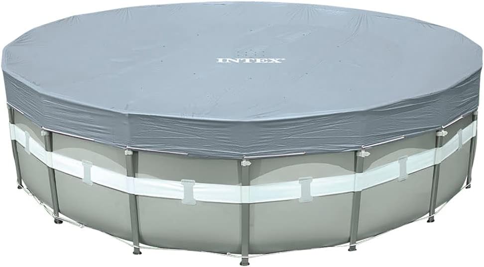 Intex Deluxe Pool Cover - Poolabdeckplane Deluxe - Ø 488 cm - Für Ultra Frame Pool Grau 488 cm