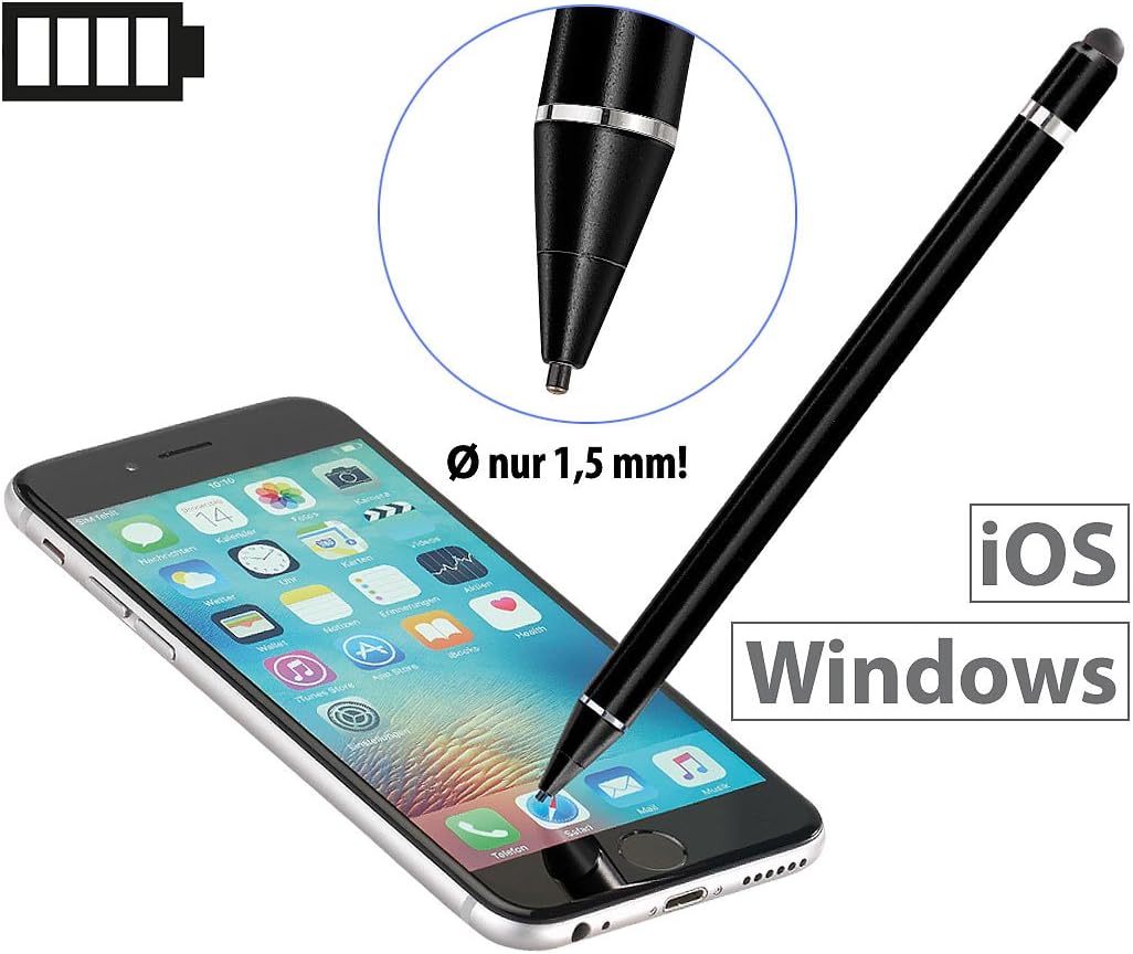 Callstel Tablet Stift: Aktiver Touchscreen-Eingabestift mit integr. Akku, auch für kompatibel mit iP