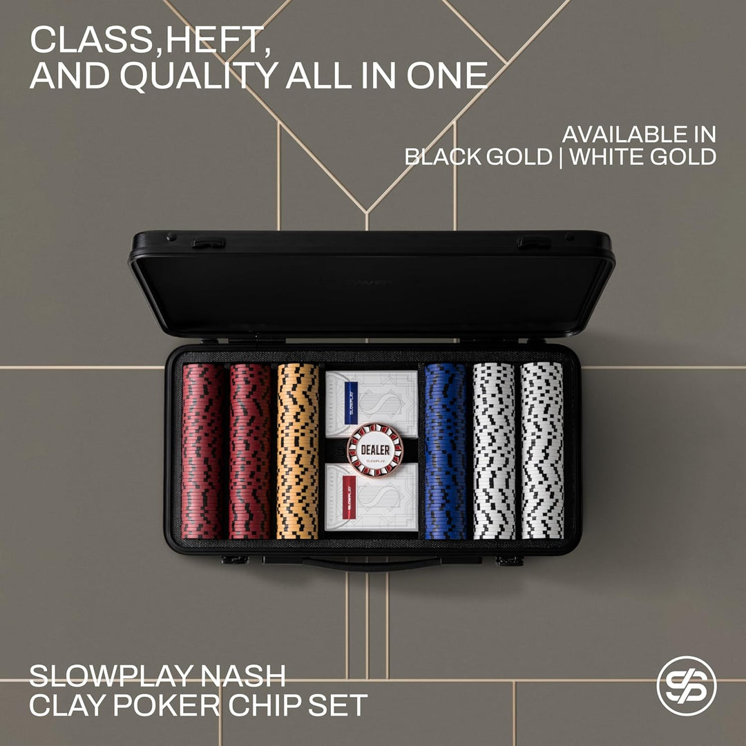 SLOWPLAY Nash 14g Ton Pokerchips-Set Black Gold Edition, 300 STK Core Set | Mit Werten: 5,25,100 | V