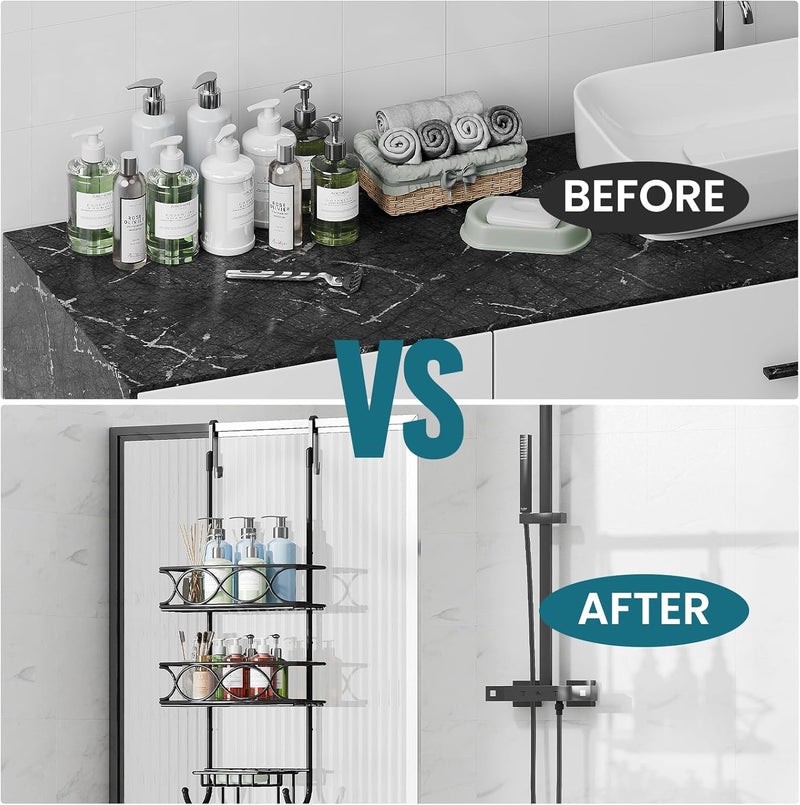 TAILI Saugnapf Hängende Duschablage Zum Hängen mit Rasierständer & Seifenhalter, Shower Shelf Mit 4