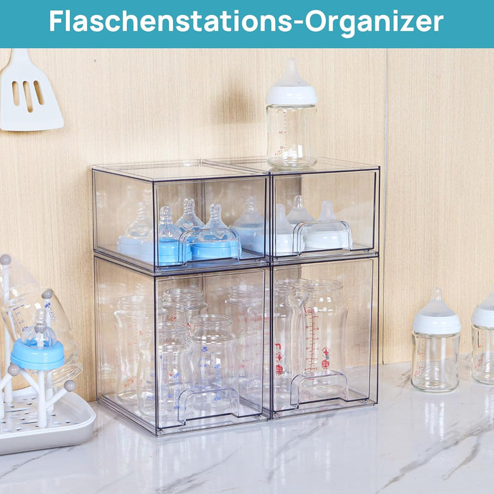 Vtopmart Boxen Aufbewahrung mit 2 Schubladen, Clear Schminktisch Organizer, Anti-Rutsch Organizer Sc