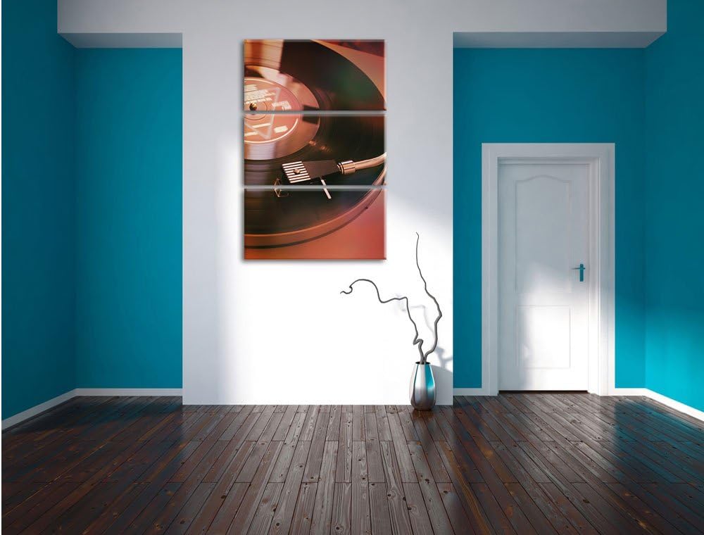 Pixxprint Schallplatte als Leinwandbild | Grösse: 3 Teilig (120x80) | Wandbild| Kunstdruck | fertig