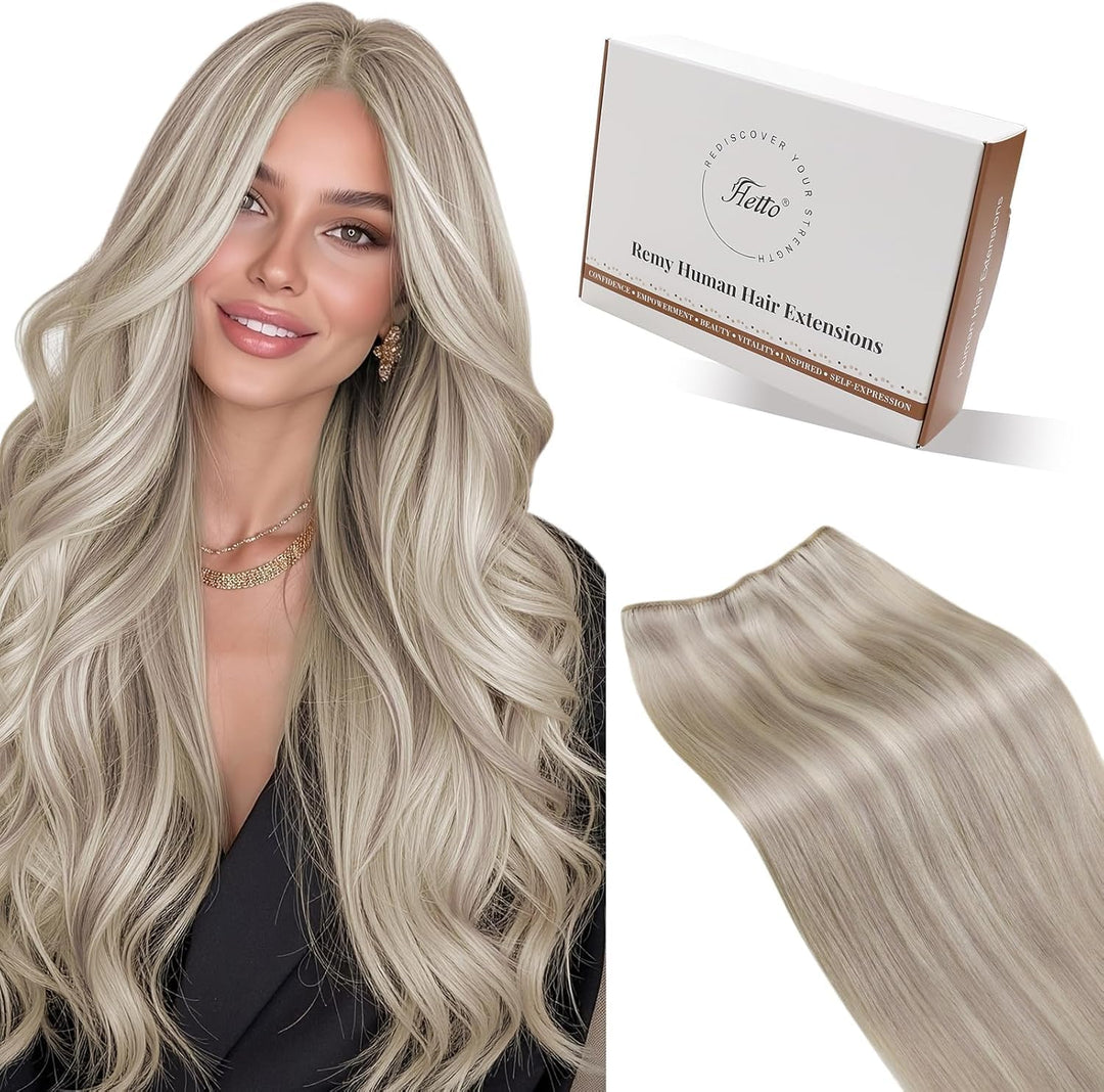 Hetto Echthaar Tressen Extensions Blond Echthaar Extensions Tressen Remy Menschliches Haartressen Ex