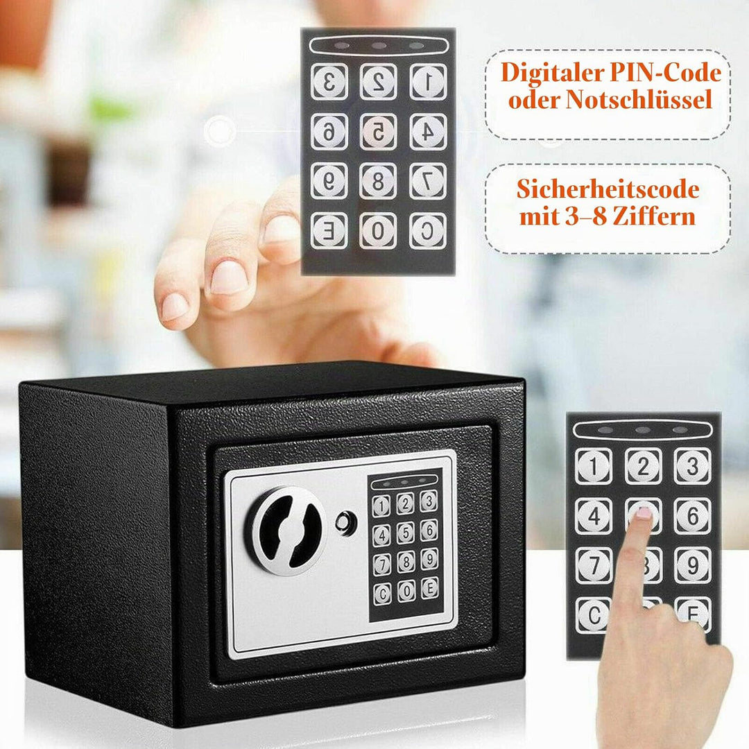 Elektronischer Tresor für Zuhause, Tresor Klein 4.6L Digital Safe Tresor mit Schlüssel und Passwort,