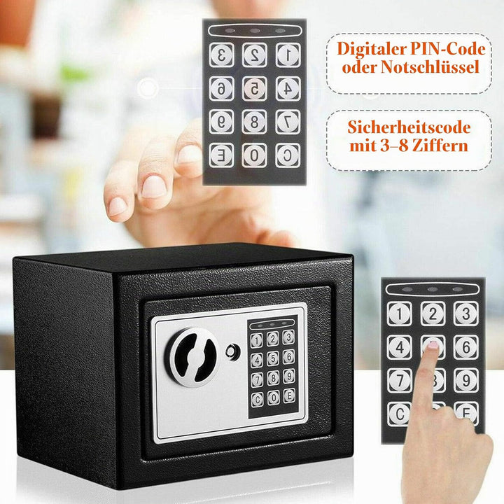 Elektronischer Tresor für Zuhause, Tresor Klein 4.6L Digital Safe Tresor mit Schlüssel und Passwort,