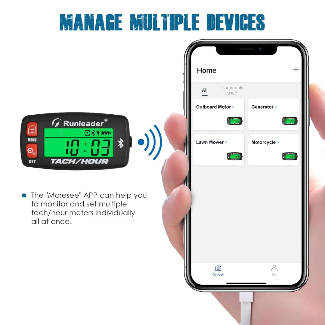 Runleader Digital Bluetooth Stundenzähler Tachometer, Mobile Fernbedienung RPM/Stundenzähler, Batter