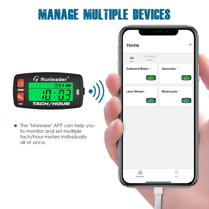 Runleader Digital Bluetooth Stundenzähler Tachometer, Mobile Fernbedienung RPM/Stundenzähler, Batter