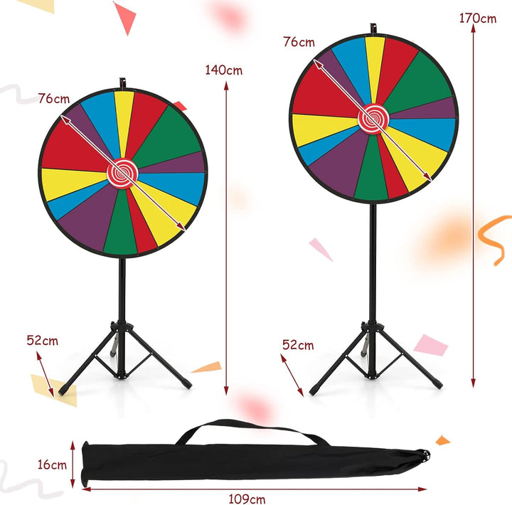 COSTWAY 30" Glücksrad zum Drehen, Drehrad höhenverstellbar, inkl. Radiergummi und Markierstift, Luck