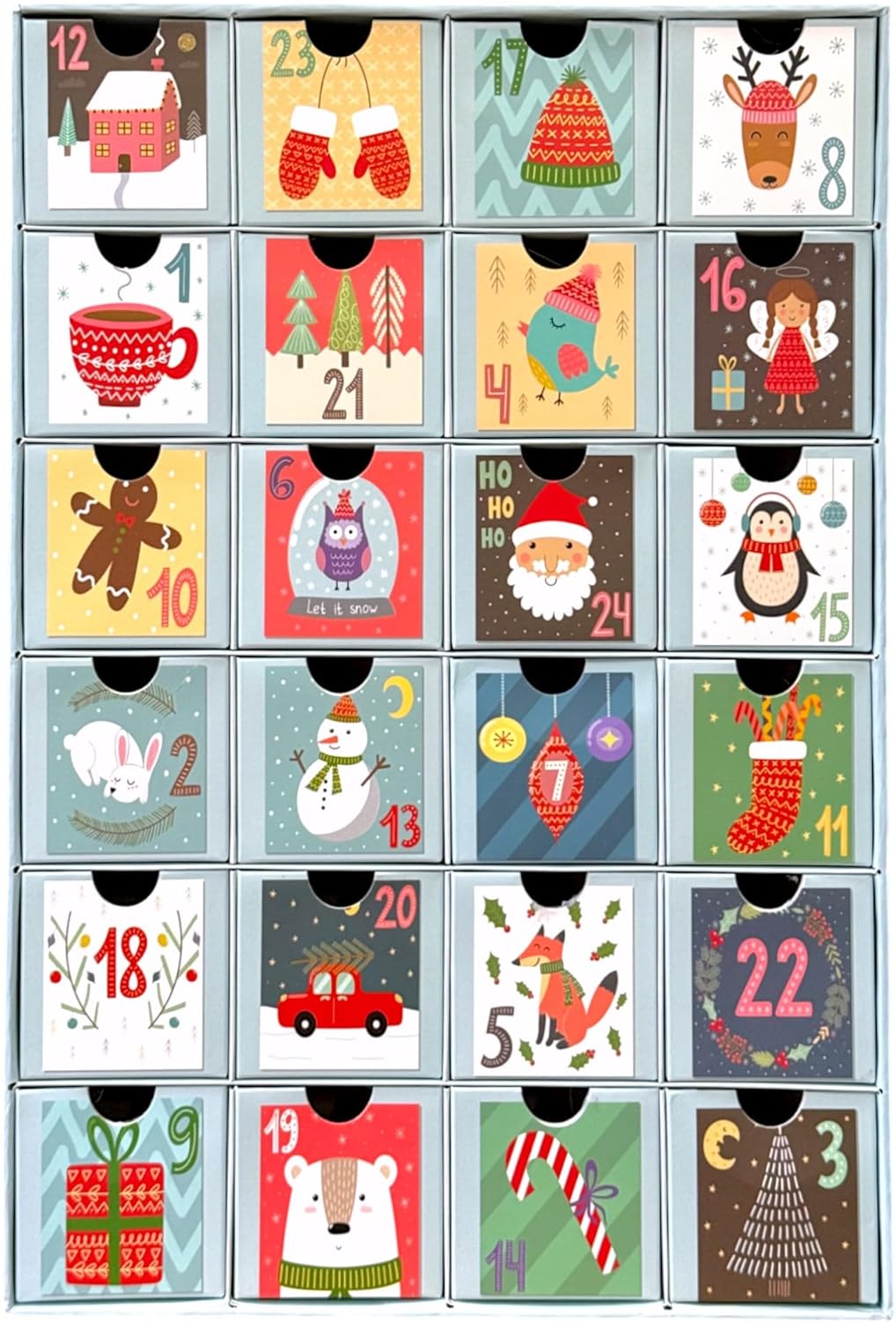 Adventskalender zum selbst Befüllen mit 24 Schubladen-Boxen, DIY-Weihnachtskalender Bastelset (Zahle