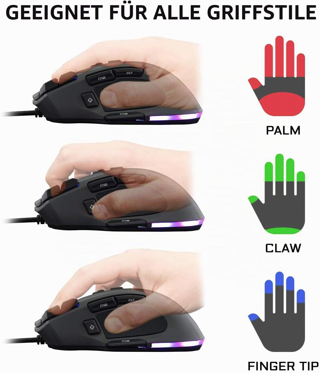 The G-LAB Kult NITROGEN CORE Hochleistungs-Kabel-Gaming-Maus - Avago 10.000 DPI-Optischsensor, RGB,