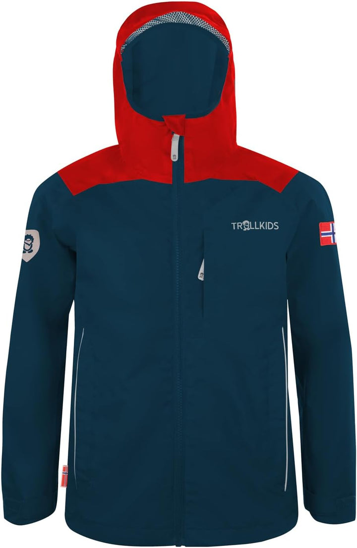 Trollkids Bergen Regenjacke, Hellrot / Blau