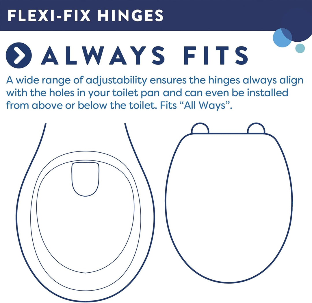 Croydex WL601522H Flexi-Fix Eyre D-förmiger WC-Sitz, passt nicht, rutscht nicht, langsam schliesst,