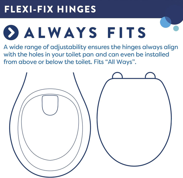 Croydex WL601522H Flexi-Fix Eyre D-förmiger WC-Sitz, passt nicht, rutscht nicht, langsam schliesst,