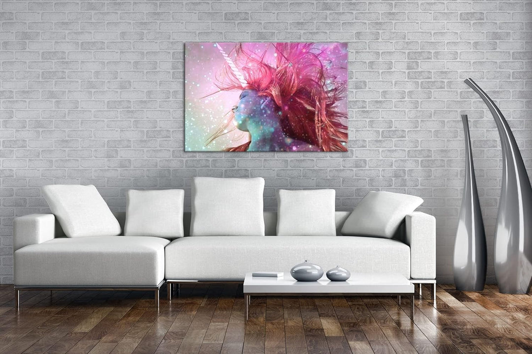 deyoli menschliches Einhorn Format: 80x60 als Leinwandbild, Motiv fertig gerahmt auf Echtholzrahmen,
