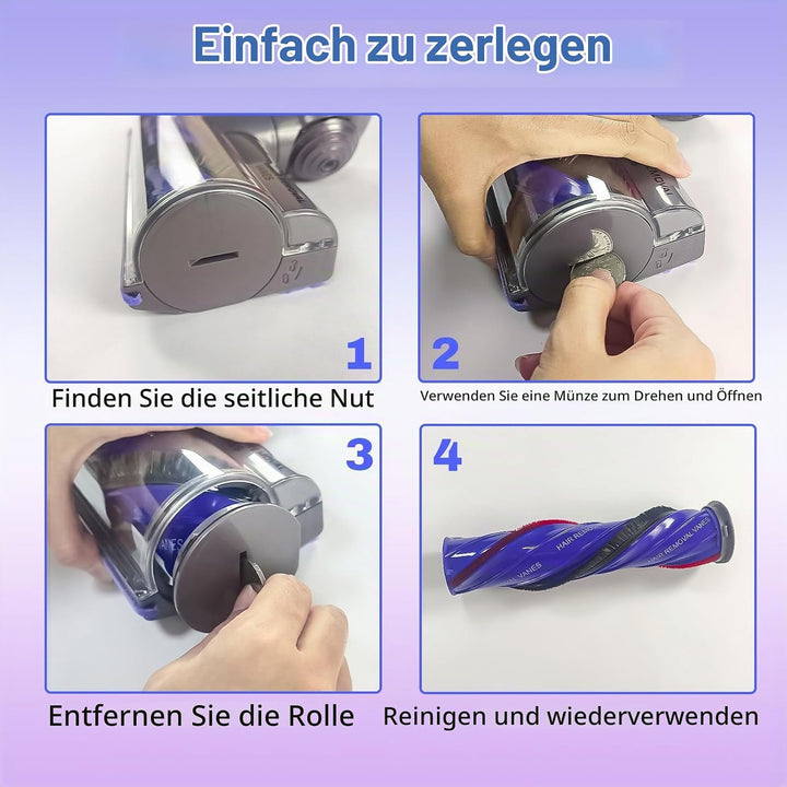 Verwicklungsfreie Direktantriebsbürste Bürste für Dyson V7 V8 V10 V11 V15 | Upgrade Zubehör für Turb