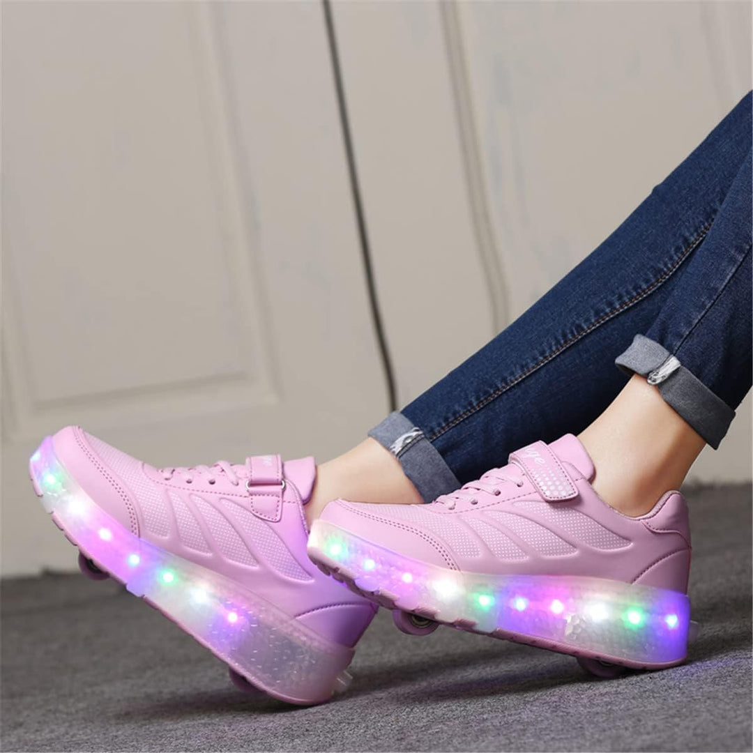 Kinderroller mit LED Licht | Automatisch Einziehbar & Abnehmbare Vorderreifen | Outdoor-Spiel-Schuhe