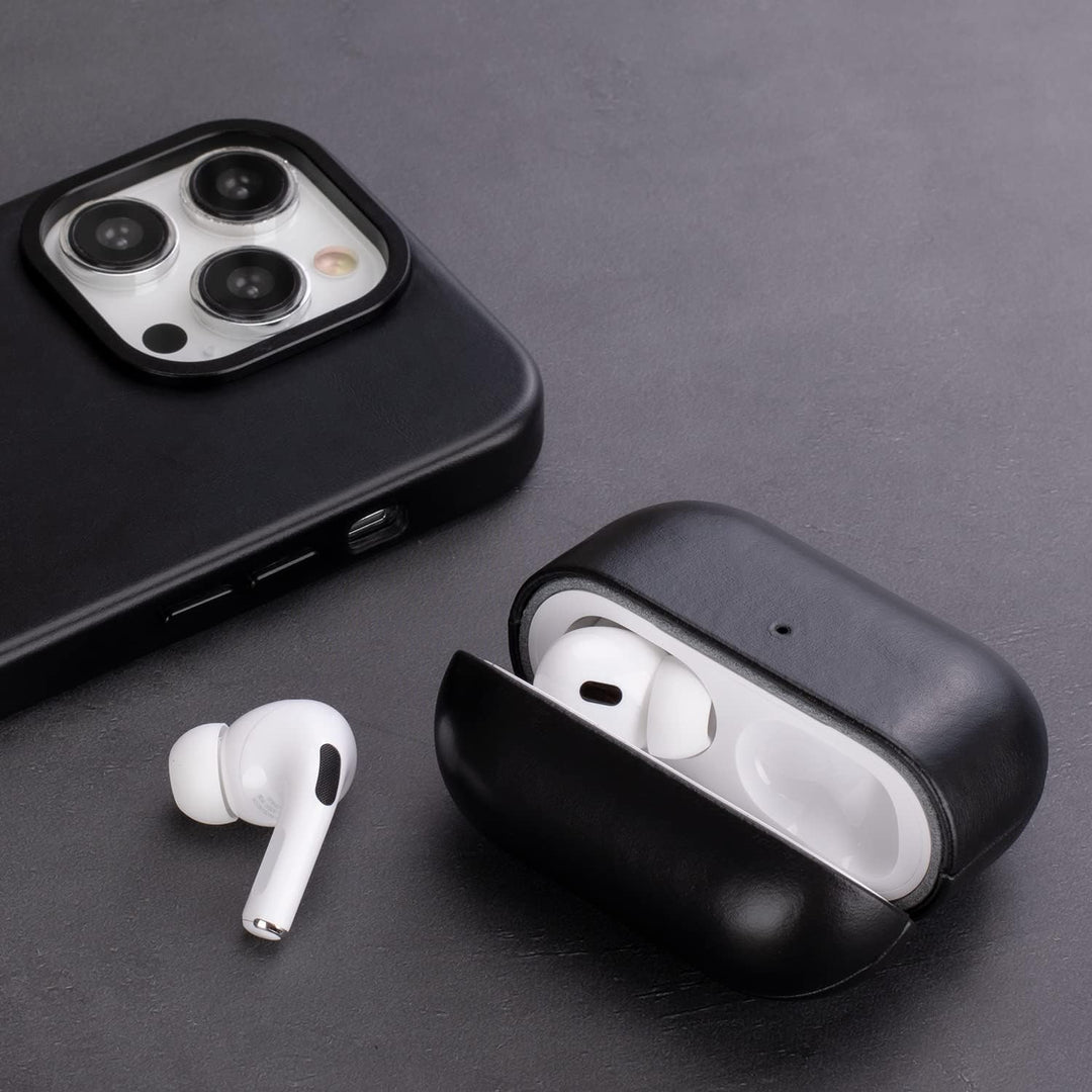 MAOGOAM Leder AirPods Pro 2 Hülle mit Knöpfen, Authentische Kristall-Pflanzenöl gewachste Lederhülle